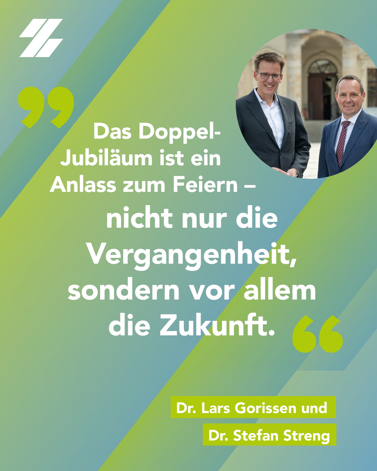 Instagram-Post – Zitat zum Doppel-Jubiläum von Dr. Lars Gorissen und Dr. Stefan Streng